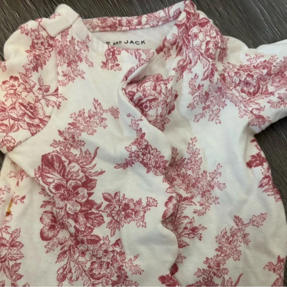 Janie and Jack Floral Romper & Hat One Piece - Red and Cream
